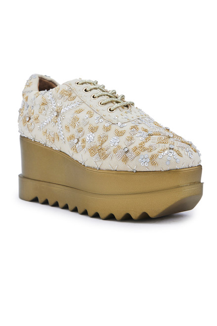 Anaar Kaleera Drop Wedge Sneakers, Womens Festive, Special Occasion And Partywear Premium Shoes