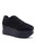Anaar Afterglow Wedge Sneakers – Black Satin Hand-Embroidered Wedges with Khicha, Zardozi & Cutdana