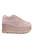 Anaar Nok-Jhok Wedge Sneakers – Rose Gold Satin & Faux Leather Hand-Embroidered Wedges