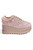 Anaar Nok-Jhok Wedge Sneakers – Rose Gold Satin & Faux Leather Hand-Embroidered Wedges