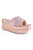 Anaar Leher Wedge Sandals – Pink Satin Handcrafted Festive Footwear with Cutdana & Mukaish Embroidery