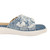 Anaar Mallorca Denim Open Sandals – White Floral Embellished Strap with Scalloped Edge