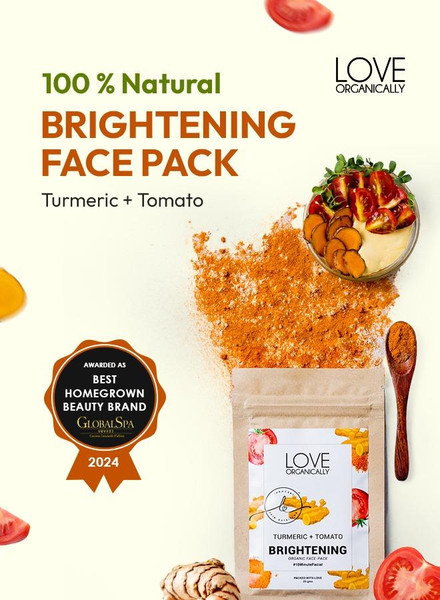 Love Organically Turmeric & Tomato Brightening Face Pack – 30g of Natural Glow for Dull, Tired Skin Pack of 2