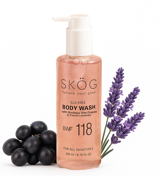 SKOG Body Wash With Bordeaux Vine Grape Extract – Antioxidant-Rich, Hydrating & Nourishing Body Cleanser For Soft, Smooth Skin – 200 Ml (6.8 Oz)