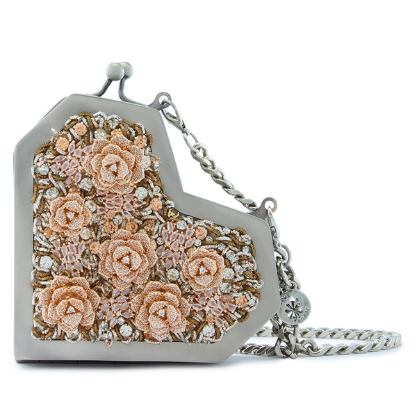 Anaar Rosalia Slingette American Diamond & Rose Embellished Clutch Bag