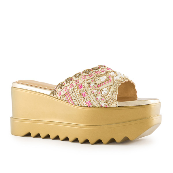 Anaar Vintage Wink Sandals – Handcrafted Raw Silk Open Sandals with Pearl & Sequin Embroidery