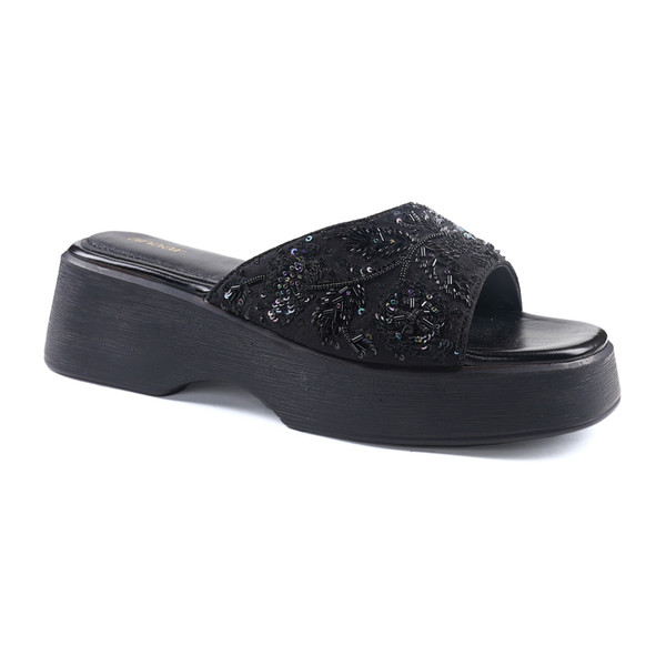 Anaar May Moon Black Satin Embellished Open Sandals – Bridal & Occasion Wear