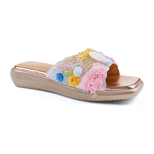 Anaar Islander Pink Satin Embellished Open Sandals – Tropical Summer Occasion Wear