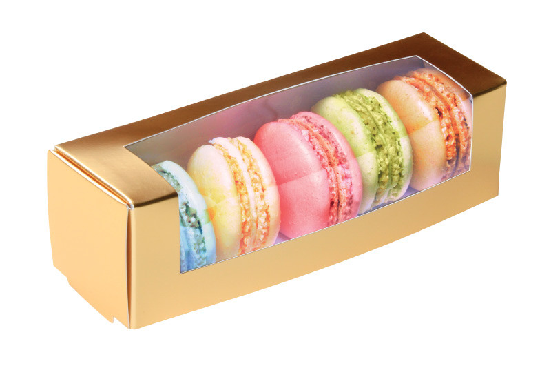 Metallic Macaron Box with Window, 6 X 1.75 X 1.74