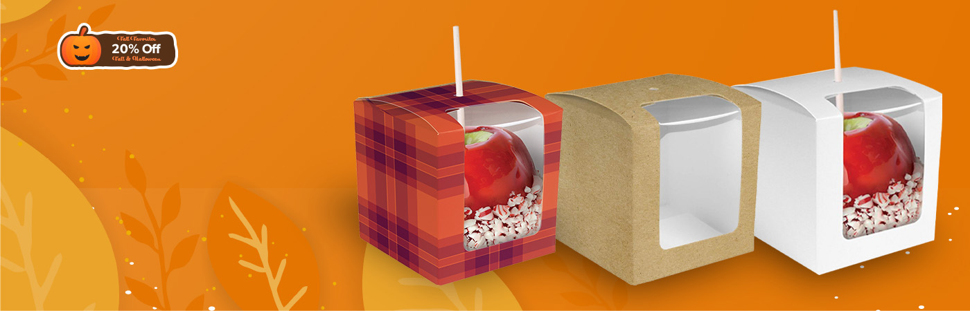 Sturdy and stylish candied apple boxes perfect for fall fairs and Halloween treats, now 20% off