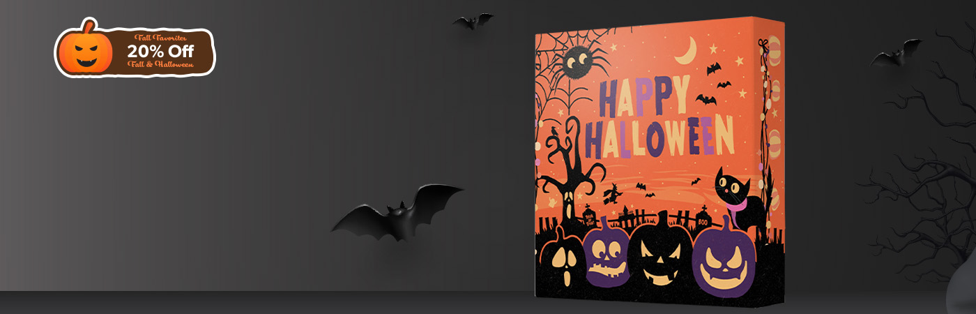 Halloween-themed packaging featuring spooky designs perfect for candies, baked goods, and seasonal gifts