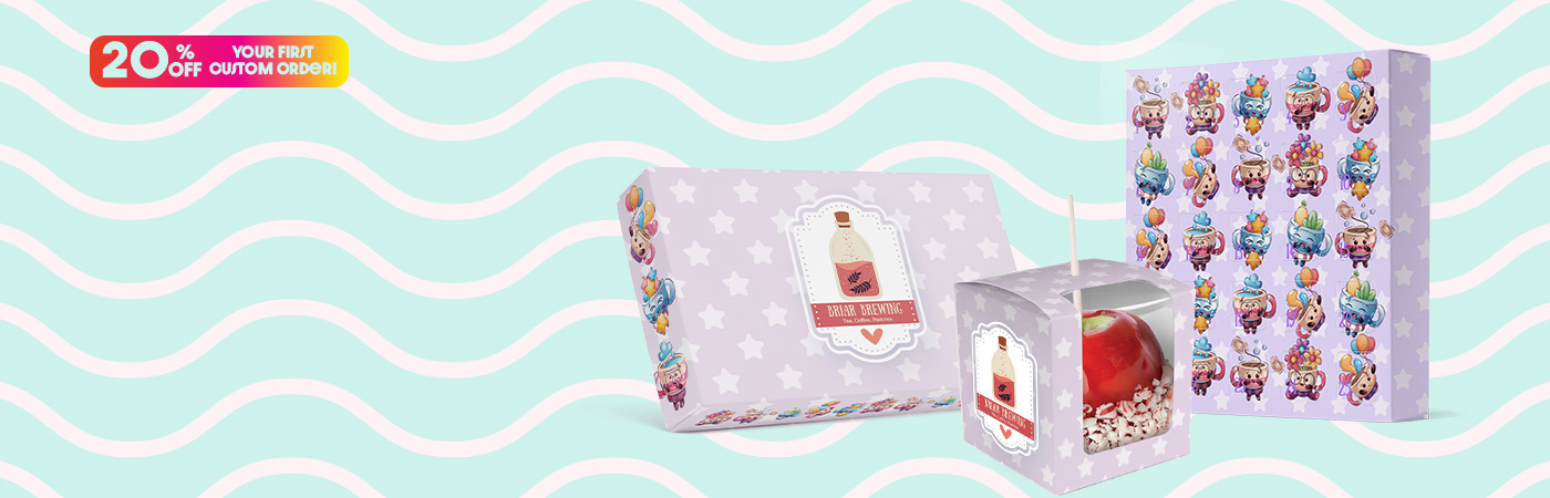 Custom box builder promotion offering 20% off first order