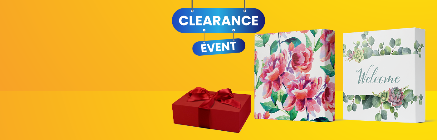 Promotional graphic advertising up to 25% off clearance packaging products