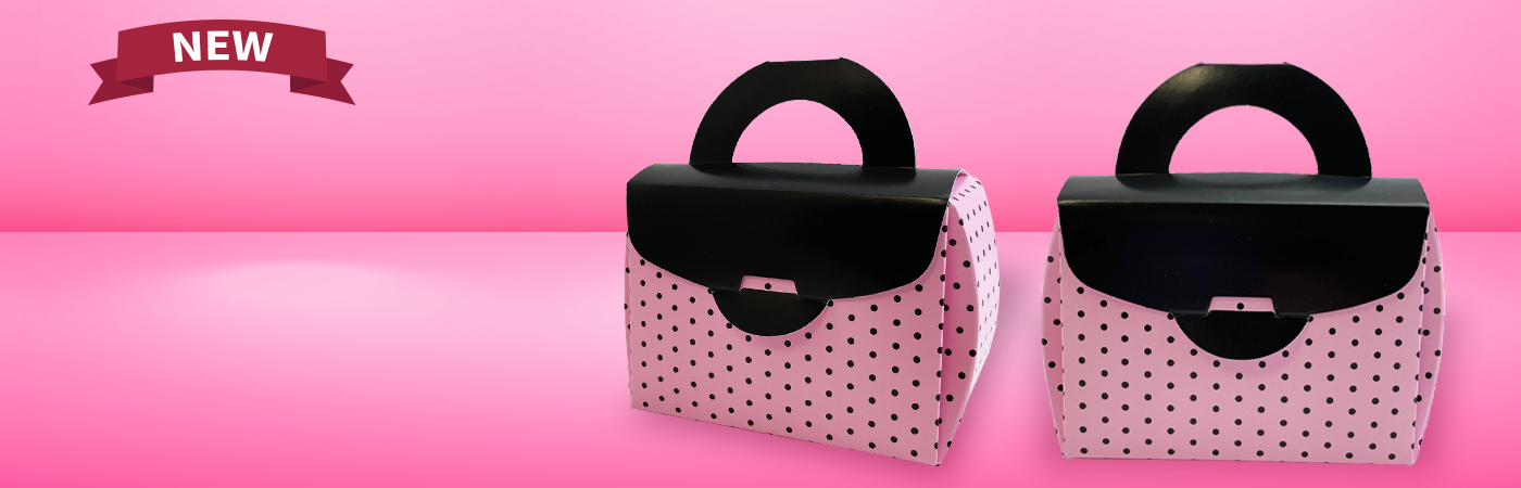 Purse-shaped gift boxes with handle and fold clasp for small treats or gifts