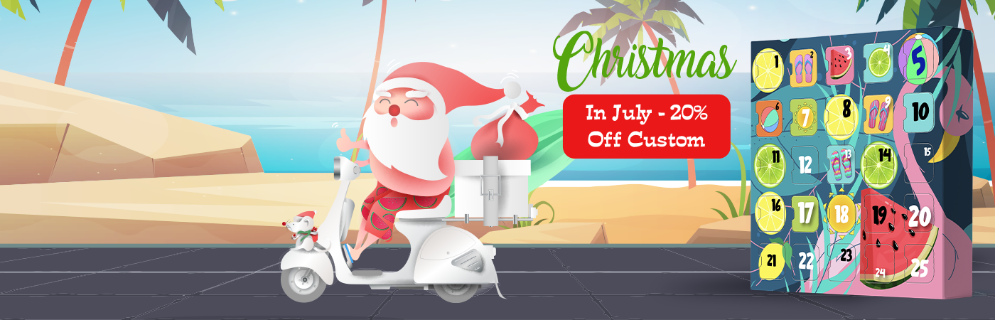 Promotional image offering 20% off custom Advent Calendar order with &ldquo;Make It Yours&rdquo; messaging.