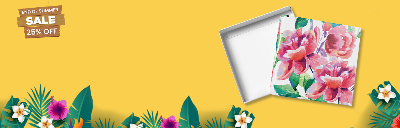 Summer-themed sale graphic for 25% off packaging at ASpeSummer-themed sale graphic for 25% off packaging at ASpecialtyBoxcialtyBox