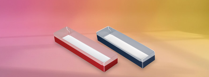5-piece folding cartons with clear acetate lids for chocolates and truffles