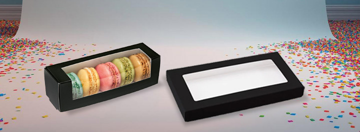 Bakery packaging for cookies, cakes, donuts, macarons, cupcakes, and pastries