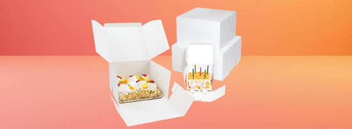 Sturdy cake boxes with and without windows for bakery cakes and desserts