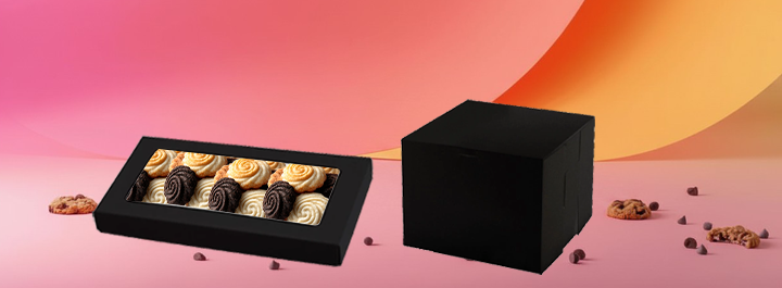 Cookie boxes for chocolate chunk and decorated sugar cookie packaging