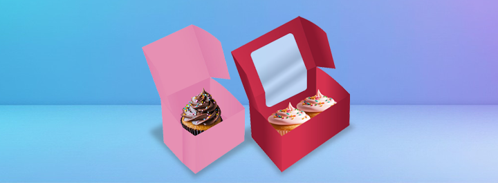 Cupcake boxes with windows for safely transporting and displaying cupcakes and muffins