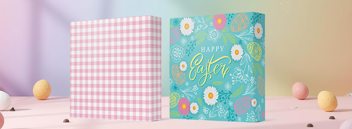 Easter and spring-themed packaging for chocolates, truffles, macarons, and confections.