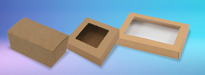Kraft bakery boxes made from eco-friendly brown paper for cakes, cookies, and pastries