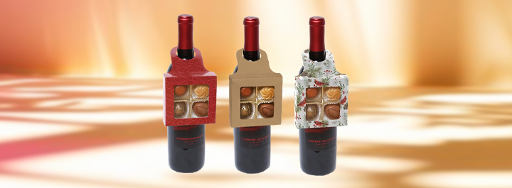 Wine hangers for pairing wine bottles with chocolates and sweet treats