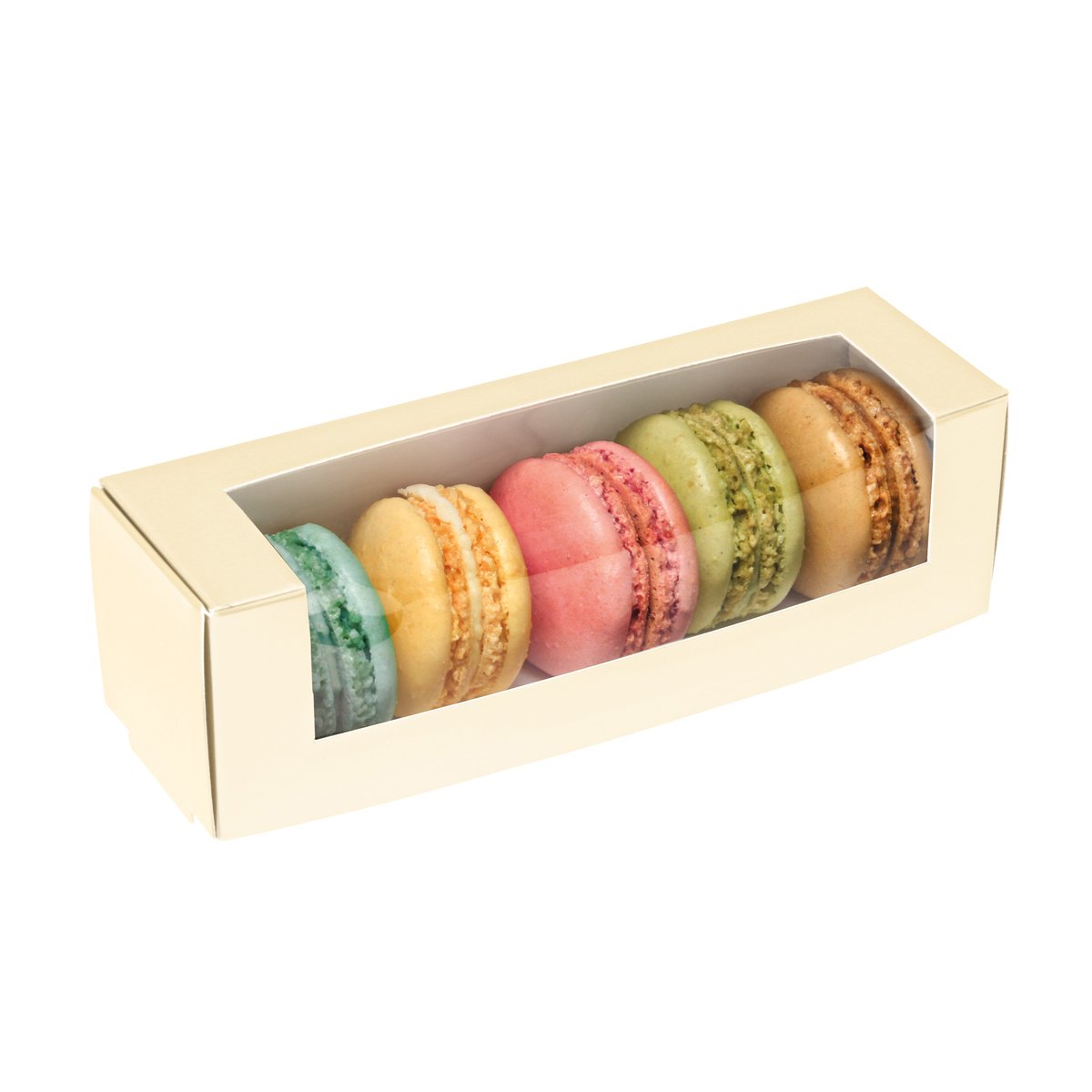 Metallic Macaron Box with Window, 6 X 1.75 X 1.74