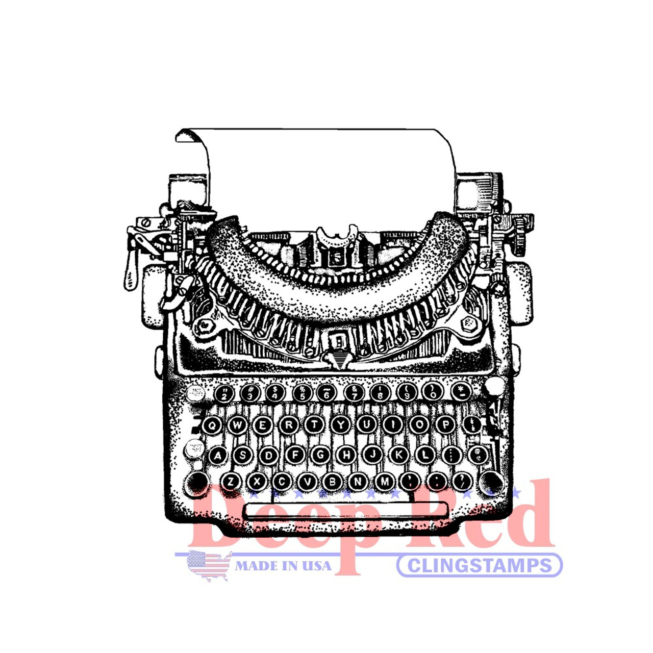 Deep Red Manual Typewriter Rubber Cling Stamp
