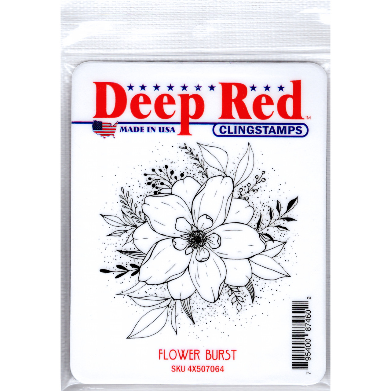 Flower Burst Rubber Cling Stamp - Deep Red Stamps