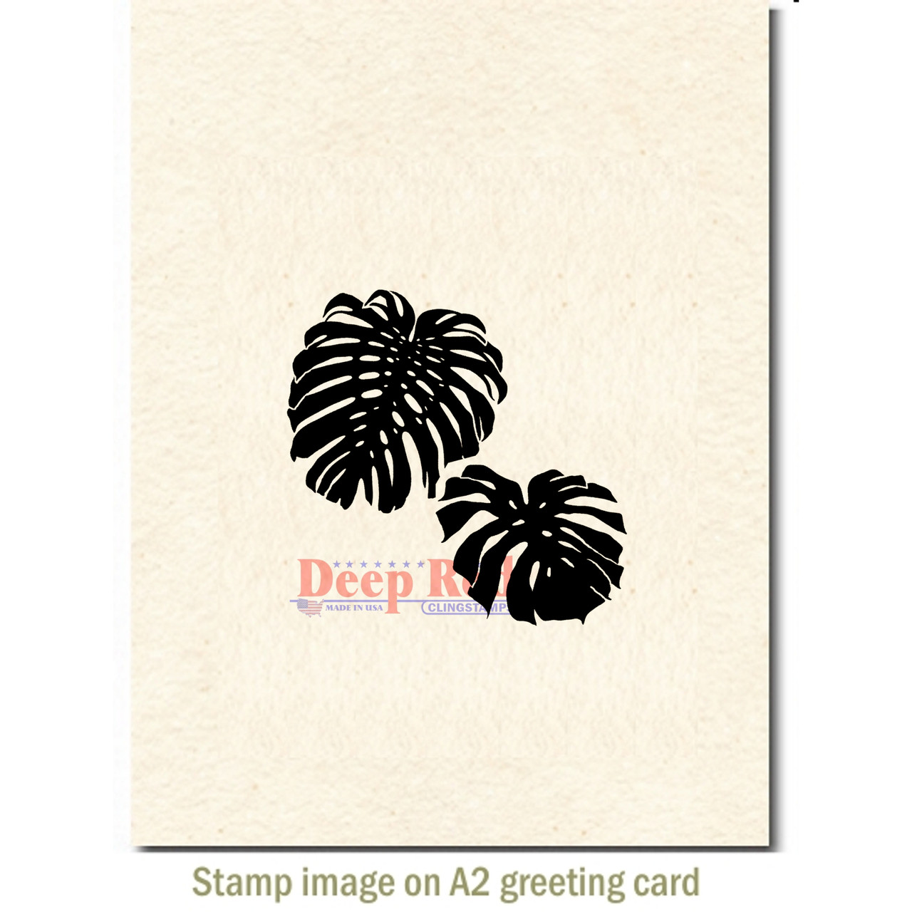 Monstera Leaves Rubber Cling Stamp - Deep Red Stamps