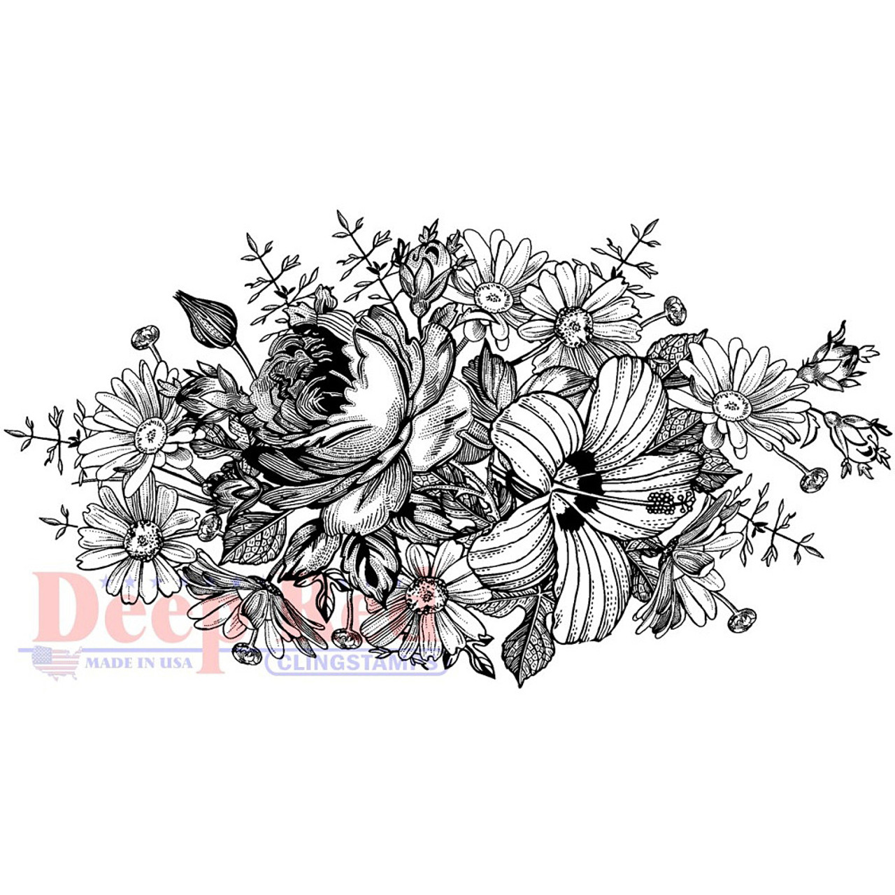 Deep Red Cling Stamp 4 inch X5 inch -Floral Centerpiece