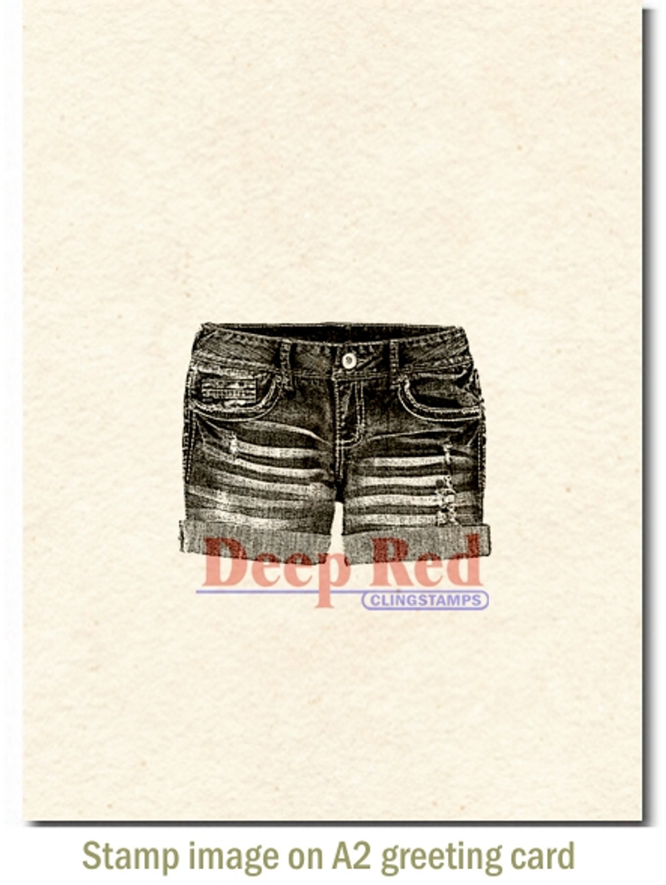 Deep Red Stamps Denim Shorts Rubber Cling Stamp 