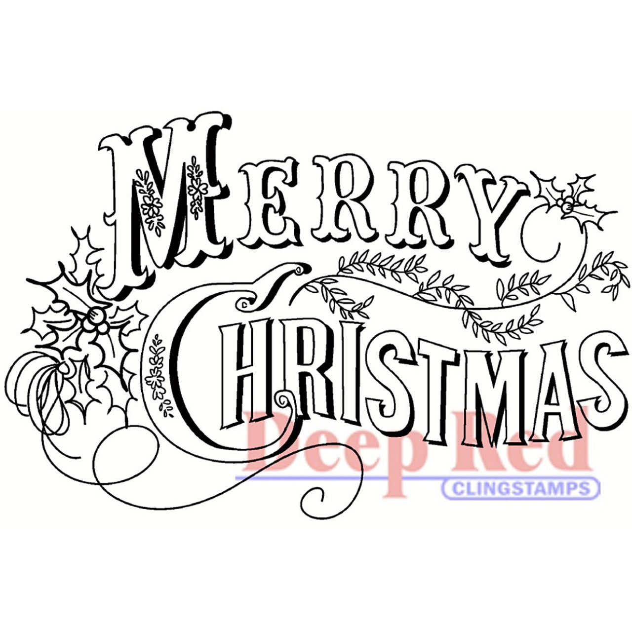 Vintage Merry Christmas Rubber Cling Stamp