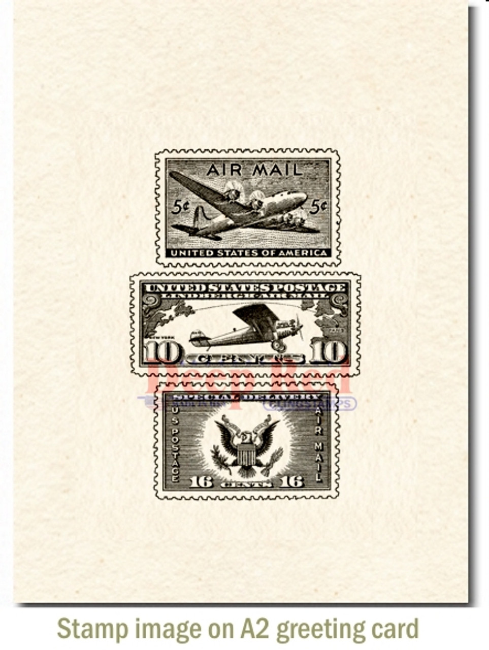 Air Mail Postage Rubber Cling Stamp