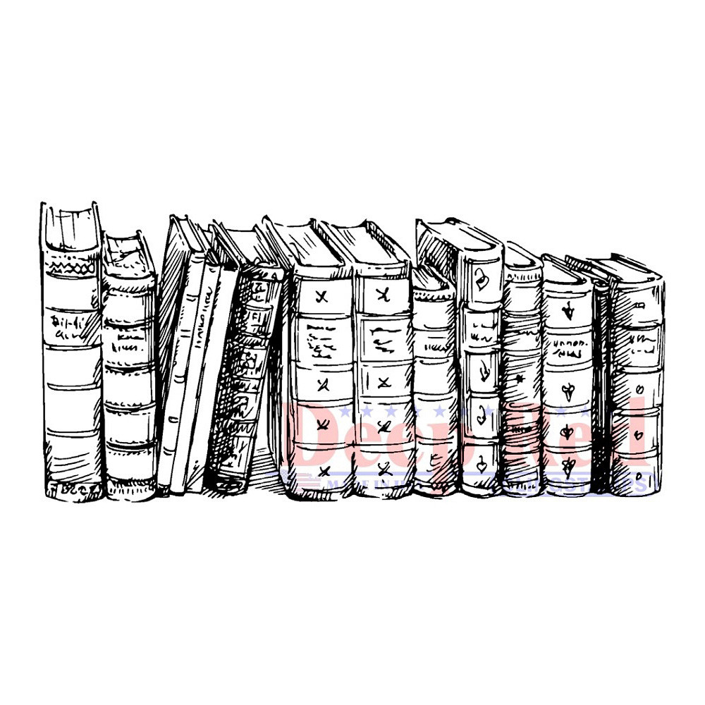 Old Books Border Rubber Cling Stamp