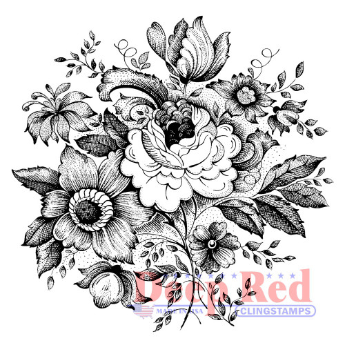 Wildflower Bunch Rubber Cling Stamp by Deep Red Stamps