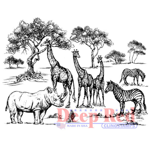 Safari Rubber Cling Stamp by Deep Red Stamps