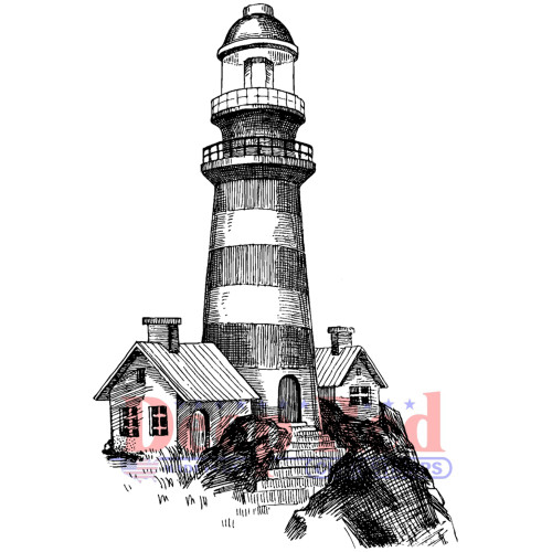 Lighthouse Cottage Rubber Cling Stamp