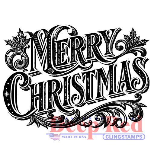 Classic Merry Christmas Rubber Cling Stamp