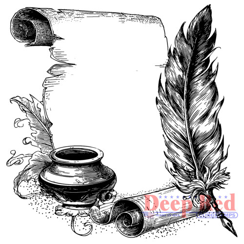 Quill and Ink Rubber Cling Stamp