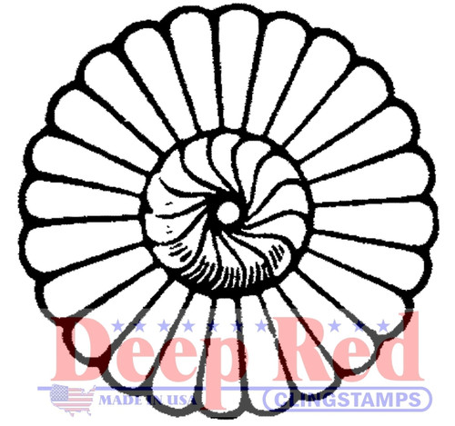 Rosette Flower Rubber Cling Stamp by Deep Red Stamps