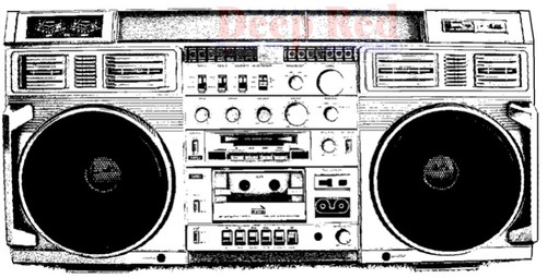 Boombox Rubber Cling Stamp by Deep Red Stamps