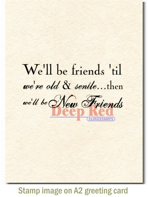 Old and New Friends Rubber Cling Stamp by Deep Red Stamps shown on A2 card