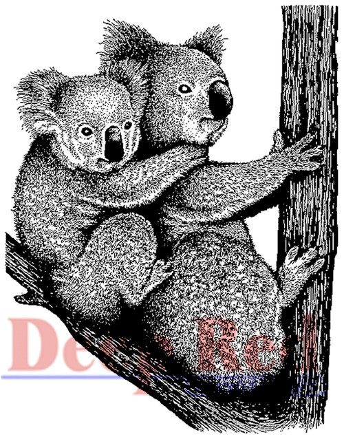 Koala with Baby  Rubber Cling Stamp by Deep Red Stamps