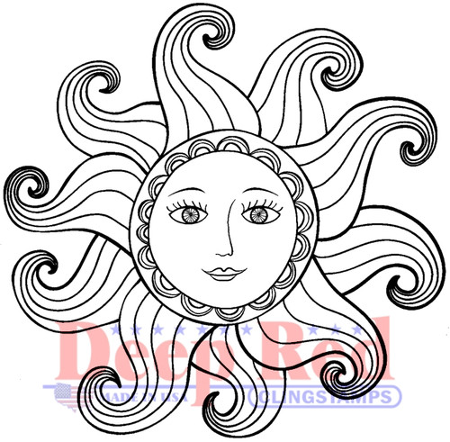 Miss Sunshine Rubber Cling Stamp by Deep Red Stamps