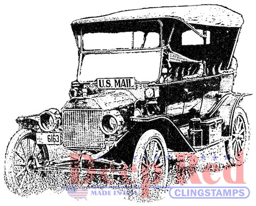 Old Mail Truck Rubber Cling Stamp by Deep Red Stamps