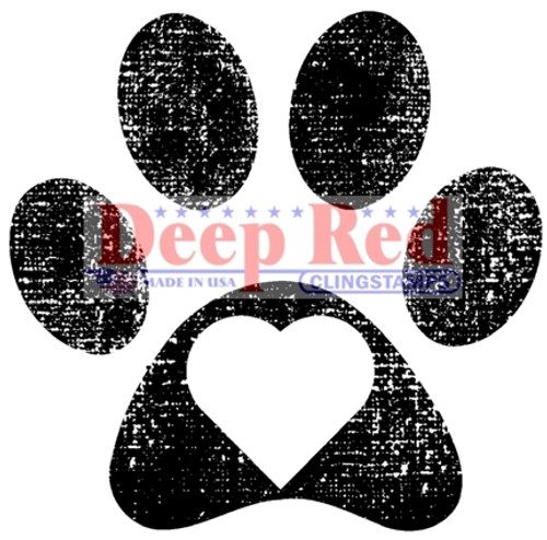 Pawprint Rubber Cling Stamp by Deep Red Stamps