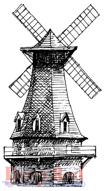 Windmill Rubber Cling Stamp by Deep Red Stamps